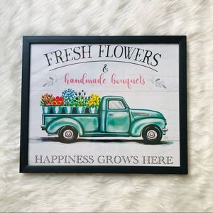 Spring Truck Fresh Flowers Glass Frame